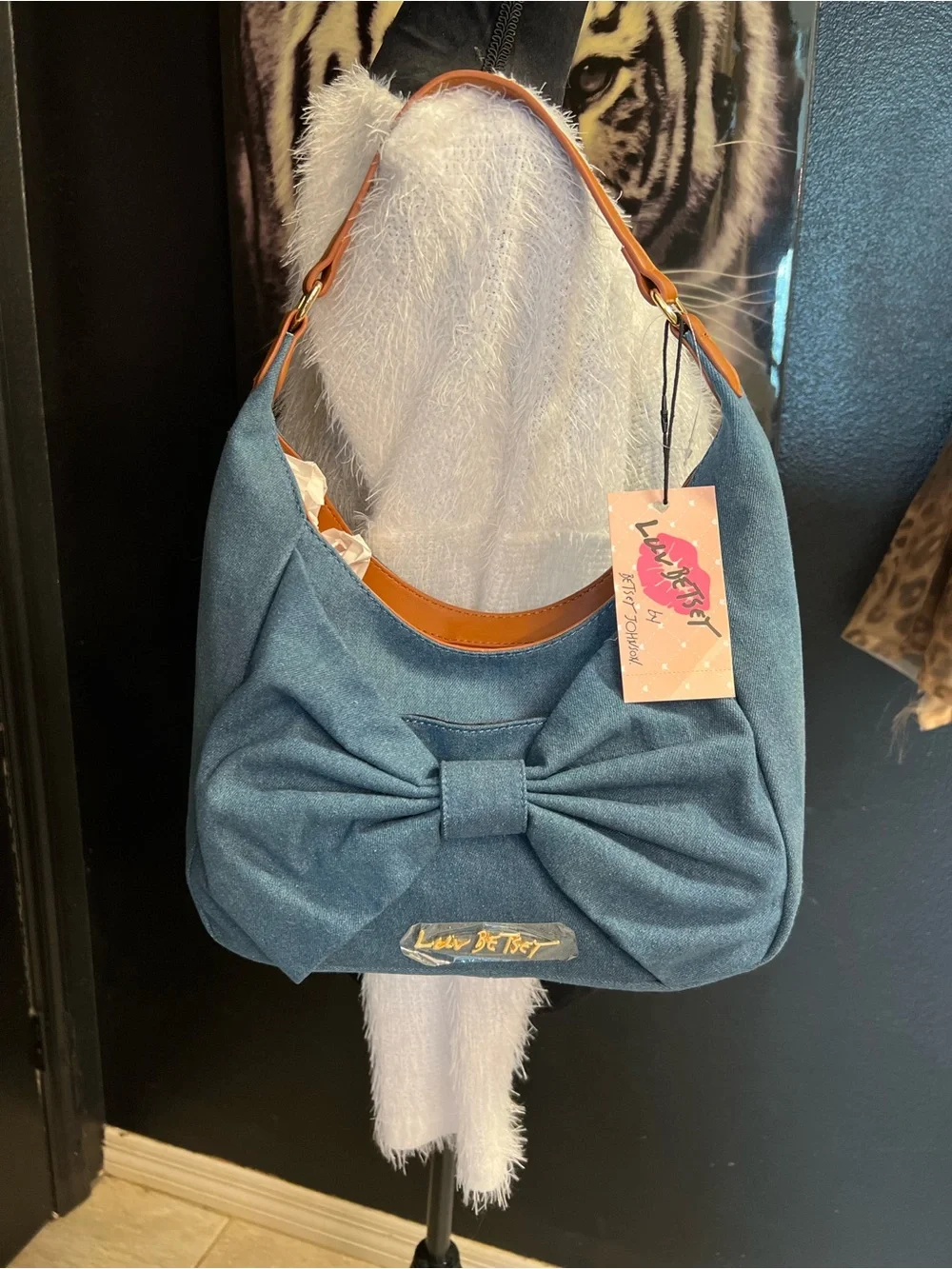 Betsey Johnson, Luv BETSEY,  denim Bow Hobo Bag - NWT